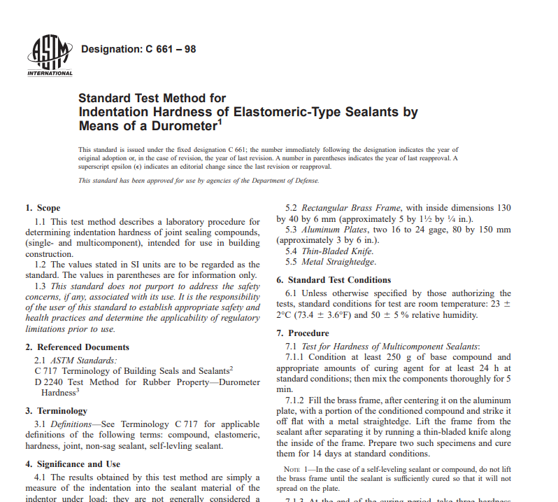 Astm C 661 – 98 pdf free download