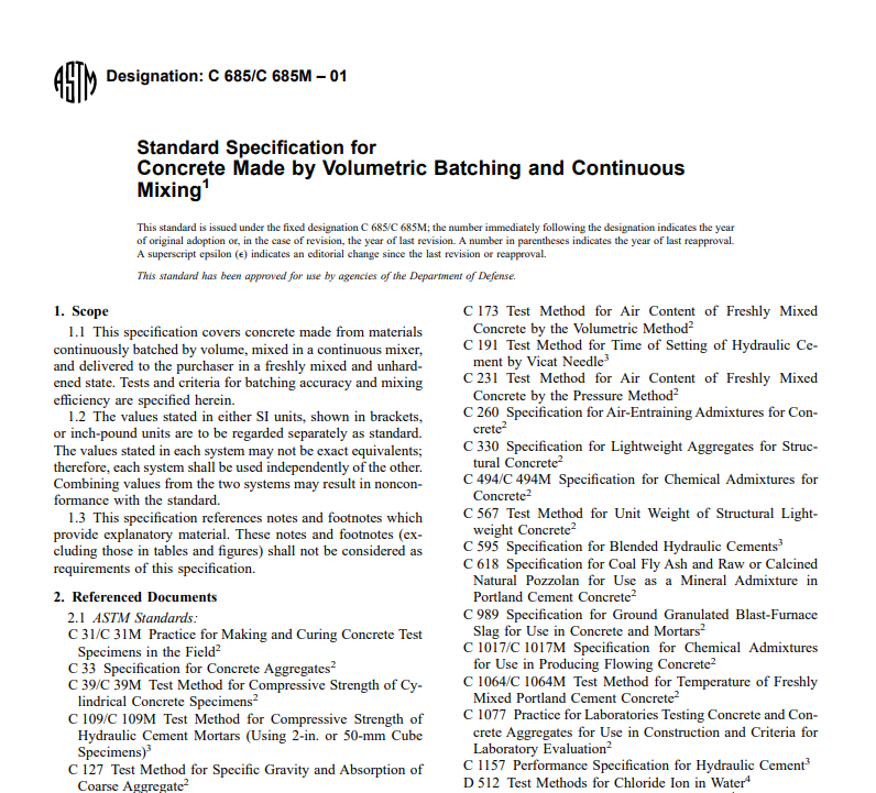 Astm C 685/C 685M – 01 pdf free download