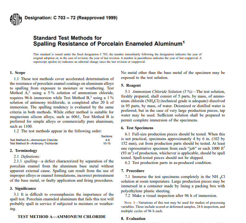 Astm C 703 – 72 (Reapproved 1999) pdf free download