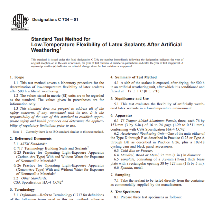 Astm C 734 – 01 pdf free download