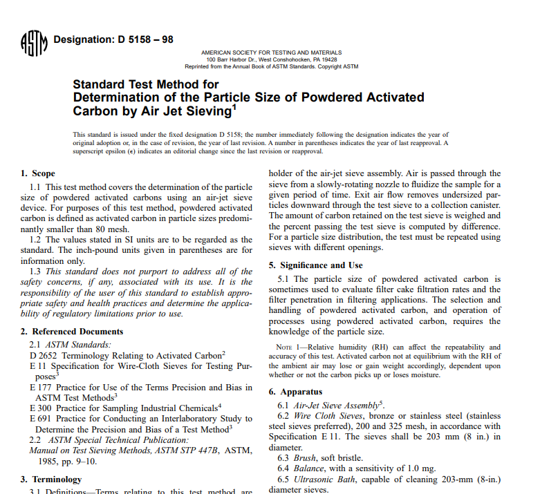 Astm D 5158 – 98 pdf free download